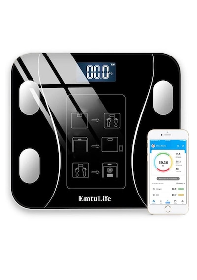 Emtu Life Dijital Baskül Yağ Su Kas Vücut Kitle Endeksi Kilo Ölçer Tartı