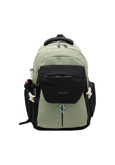 Günlük Sırt Çantası Unisex Çok Bölmeli Okul Çantası 2601 Haki-siyah