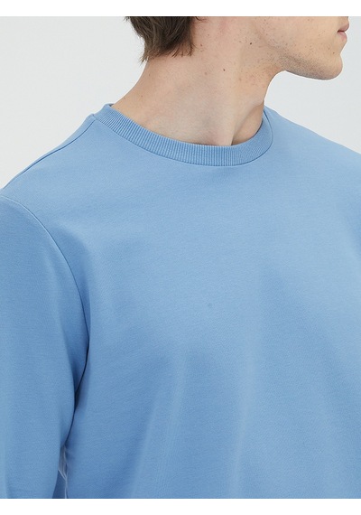 Kip Mavi Bisiklet Yaka Sweatshirt