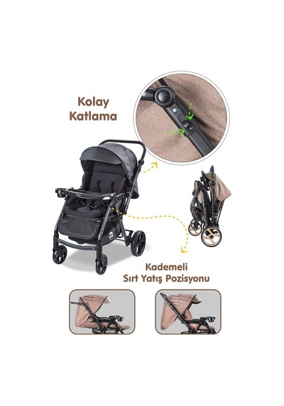 Combo Maxi Pro Çift Yönlü Bebek Arabası Siyah