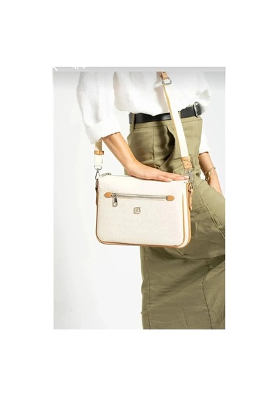 Just Polo Orijinal Kadın 3 Bölmeli Lüks Omuz Çantası Shopper Beyaz - Taba