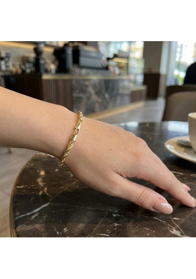 Xuping Gold Vip Seri Burgu Zincir Bileklik - 14k Altın Kaplama Hcmf0002, 0 Altın - Çelik