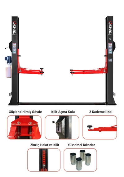 4 Ton İki Sütunlu Yarı Otomatik Hidrolik Lift Gpl101
