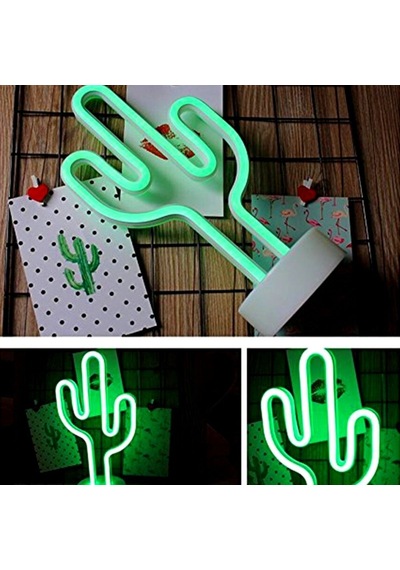 Buffer Kaktüs Dekoratif Neon Led Masa Ve Duvar Lambası Gece Lambası Çok Renkli