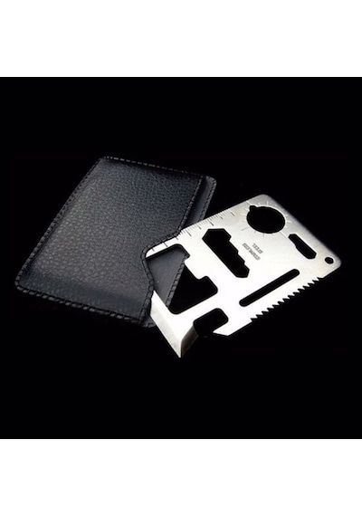 Pratik Kamp Çelik Acil Durum Kartı Survival Kit (11 in 1) Siyah