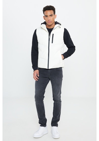 Ac&Co / Altınyıldız Classics Erkek Ekru Standart Fit Normal Kesim Kapüşonlu Yelek
