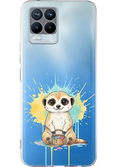 Realme 8 Pro İle Uyumlu Splash Mirket Tasarımlı Şeffaf Silikon Kılıf Şeffaf