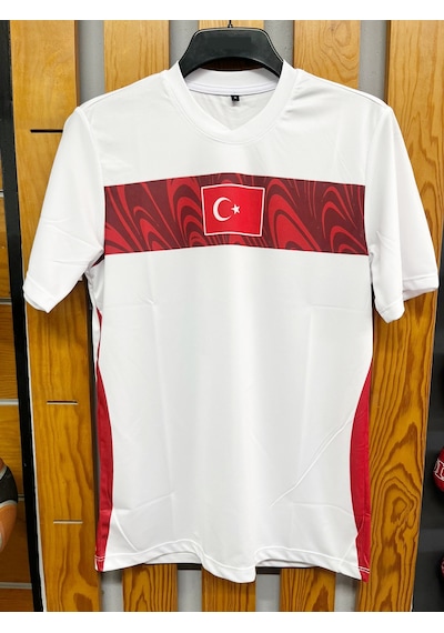 Sportech Yeni Türkiye Forması Tek Üst Tek Kelime Isim Ve Numara Yazılır K2026 Beyaz - Kırmızı