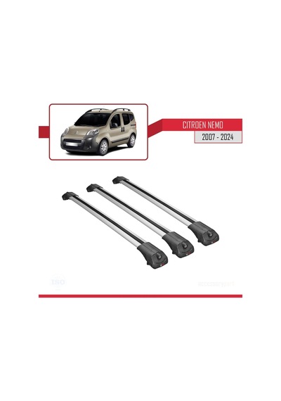 Citroen Nemo 2007 Ve Sonrası İle Uyumlu Ace-1 Ara Atkı Tavan Barı Gri 3 Adet Bar