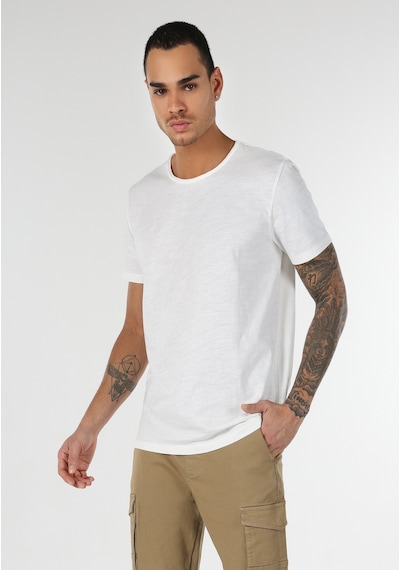 Colin's Colins Regular Fit Bisiklet Yaka Beyaz Erkek Kısa Kol Tişört Cl1058580 Beyaz
