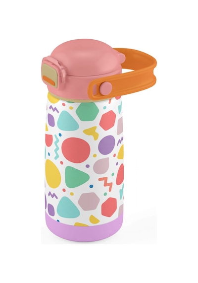 Puccon 420 Ml Pembe Lila Geometrik Şekiller Kız Çocuk Çelik Matara Suluk - 60003