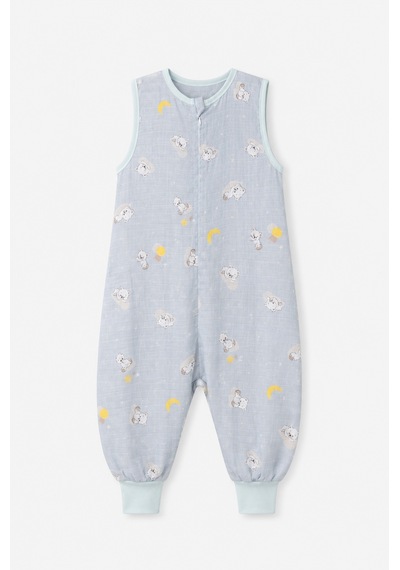 Babyhola Yazlık Müslin Çocuk Uyku Tulumu 1-8 Yaş Unisex Kısa Kollu %100 Pamuk 2703 Mavi