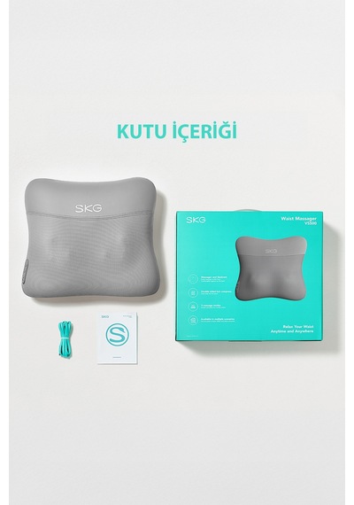 Vs500 Masaj Yastığı Bel Sırt Boyun Kalça Omuz Isı Destekli, Kablosuz, Ergonomik, Type-c Şarjlı Gri