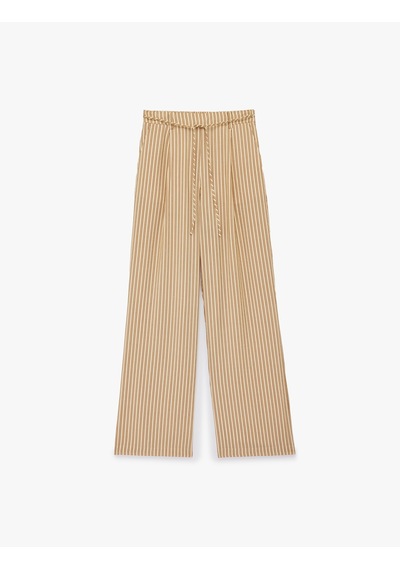 Koton Viskon Kumaş Beli Bağlamalı Cepli Düz Bol Paça Çizgili Pantolon Kahverengi Çizgili 6sak40274pw Koton Viskon Kumaş Beli Bağlamalı Cepli Düz Bol Paça Çizgili Pantolon Kahverengi Çizgili 6sak40274pw