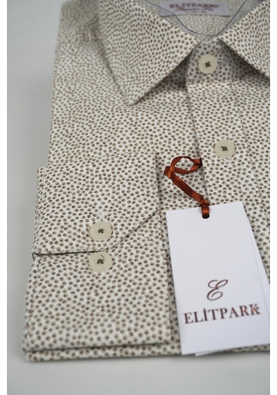 Elitpark River Stones Pamuklu Cepsiz Desenli Regular Fit Açık Yeşil Erkek Gömlek