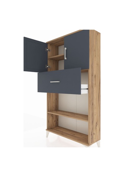 Arges Dolap 3 Raflı Tek Çekmeceli 2 Kapaklı 88x30x163 Çam-ant... Çam