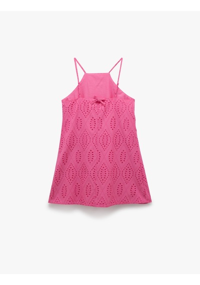 Koton Pamuklu A Kesim Mini Halter Yaka İnce Askılı Fisto Elbise Pembe 5sak80105pw Gül