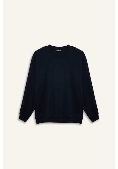Defacto Boxy Fıt Bisiklet Yaka Pike Sweatshirt H1001ax26spnv64 Lacivert-nv64