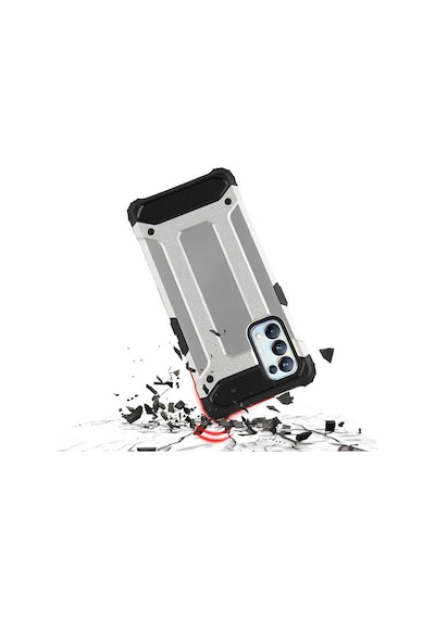 Noktaks - Oppo Reno 5 Pro 5g Uyumlu - Kılıf Çift Katman Zırh Tank Crash Military Kapak - Gri