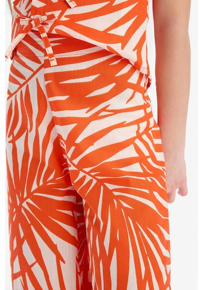 Defacto Kız Çocuk Wide Leg Geniş Paça Desenli Beli Lastikli Pamuklu Pantolon D7610a825smrd203 Kırmızı