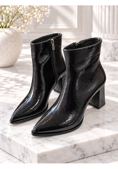 Dabab Shoes Yona Kadın Siyah Kırışık Rugan Sivri Burun Ön Dikiş Detaylı Fermuarlı İçi Sıcak Astarlı 7 Cm Kalın Topuklu Bot Bootie Siyah Rugan Dabab Shoes Yona Kadın Siyah Kırışık Rugan Sivri Burun Ön Dikiş Detaylı Fermuarlı İçi Sıcak Astarlı 7 Cm Kalın Topuklu Bot Bootie Siyah Rugan
