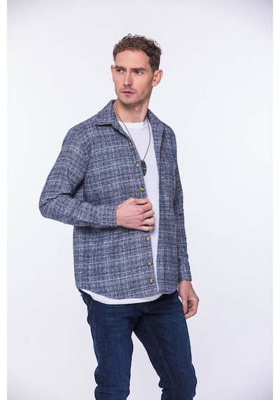 Erkek Oversize Yeni Sezon Gömlek Yaka Pamuklu Oduncu Hediye Kutul Lacivert