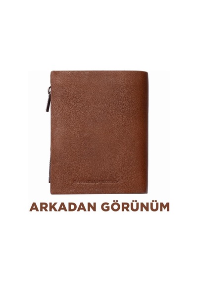 Grande Gerçek Deri Unisex Cüzdan Hakiki Deri Küçük Boy Taba