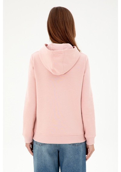 U.S. Polo Assn. Kadın Toz Pembe Basic Kapüşonlu Sweatshirt 50296931-VR050 U.S. Polo Assn. Kadın Toz Pembe Basic Kapüşonlu Sweatshirt 50296931-VR050