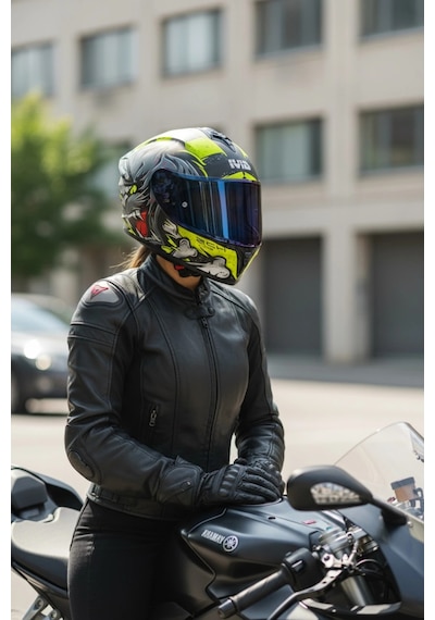 Gıvı 50.x Wıld Mat Sarı  1 Renkli 1 Şeffaf Vizörlü Motosiklet Kask Lacivert Vizör + Şeffaf