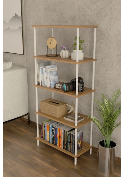 5 Raflı Modern Metal Gövdeli Kitaplık Çevir-tak Kolay Kurulum Çalışma Odası, Salon, Ofis Kullanımı Atlantik Çam 5 Raflı Modern Metal Gövdeli Kitaplık Çevir-tak Kolay Kurulum Çalışma Odası, Salon, Ofis Kullanımı Atlantik Çam