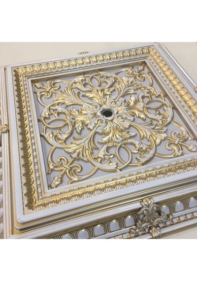Saray Tavan Göbek Panel 72cm 72cm Bronz Içerisine Led Döşenebilir Panel