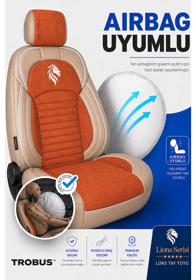 Fiat Albea 2002-2012 Araca Uyumlu Premium Tay Tüyü Koltuk Kılıfı Liona Serisi Tarçın
