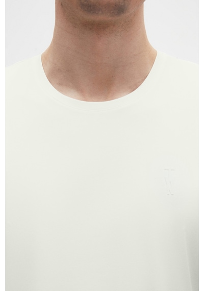 Twn Slim Fit Ekru Düz Kabartma Baskılı T-shirt 4ec148551753m Ekru