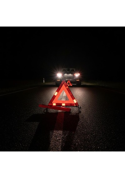 Katlanabilir Trafik İkaz Reflektörü, Üçgen, Kırmızı, 430 Mm, Metal Ayak, Saklama Kutulu, Araç Güvenlik Ekipman