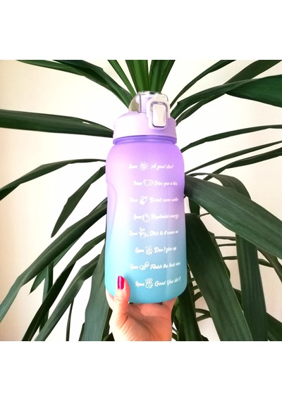 2 Litre Mor Kapaklı Motivasyonlu Tritan Spor Salonu Şişesi Su Mat 2 Litre Mor Kapaklı Motivasyonlu Tritan Spor Salonu Şişesi Su Mat