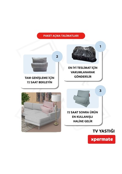 Xpermate Sırt, Bel, Boyun Destekli TV - Okuma Yastığı Ameliyat Sonrası Pembe