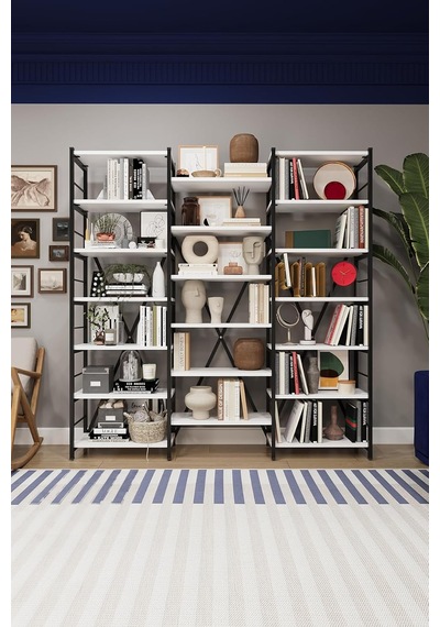 Asra Trend Beyaz Metalk03 3 Modüllü 17 Raflı Metal Kitaplık 165 Cm Geniş Endüstriyel Kitaplık Modern Salon Kütü Diğer Asra Trend Beyaz Metalk03 3 Modüllü 17 Raflı Metal Kitaplık 165 Cm Geniş Endüstriyel Kitaplık Modern Salon Kütü Diğer