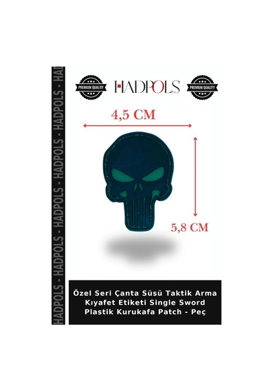 Hadpols Özel Seri Çanta Süsü Taktik Arma Kıyafet Etiketi Single Sword Plastik Kurukafa - Peç