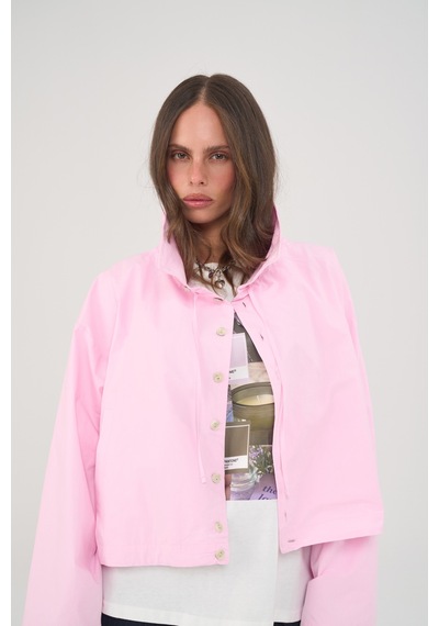 Mai Collection Liora Düğmeli Pembe Bomber Ceket