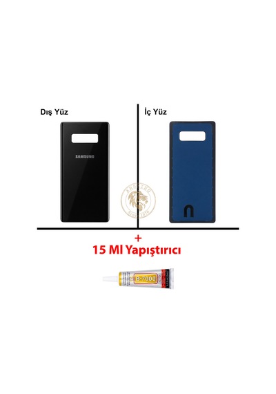 Samsung Uyumlu Note 8 Siyah Arka Pil Kapağı Batarya Kapağı Lazer Kesim + B-7000 Yapıştırıcı Çok Renkli