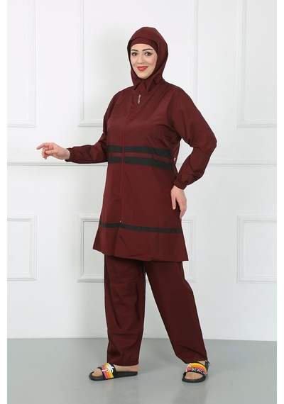 Akbeniz Büyük Beden Tesettür Mayo Bordo 44020-bordo Bordo