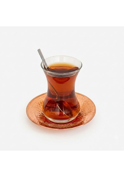 Shark Anatolia Otağ Bakır Çay Tabağı Kırmızı Bakır, Makine Dövmesi Otantik Türk Çay Altlığı, Geleneksel Bakır Sunum Tabağı Çok Renkli