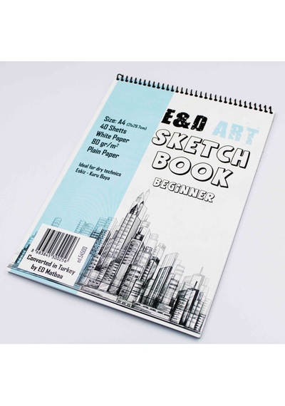 E&d Art Sketch Book Beginner A4 40yp 80gr Eskiz Çizim Defteri Üstten Spiralli / Ed.54500
