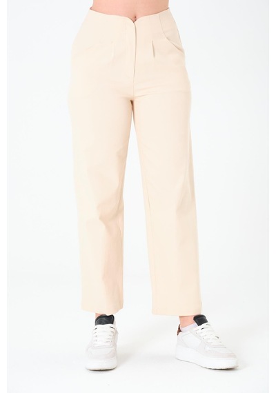 Sortie Collection Kemersiz Gabardin Pantolon Açık Bej