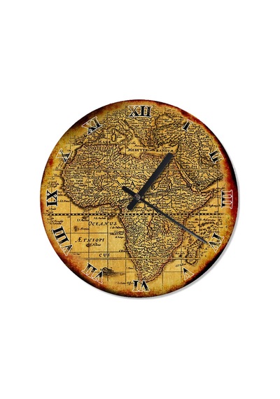 Eski Zeminde Eski Afrika Haritası Duvar Saati Çok Renkli