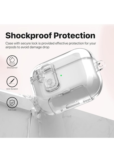 Apple Uyumlu AirPods Pro 3. Nesil İle Kılıf Standlı Kilitli Tpu Premium Matte Trip Case Şeffaf