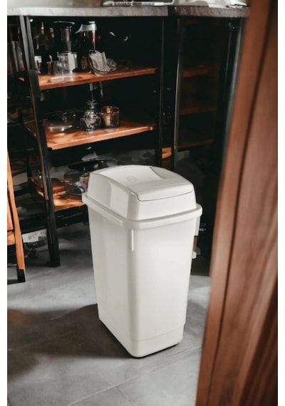 Sarfmall Içeri Açılan Kapaklı Çift Kapak Çöp Kovası 18 Lt Beyaz