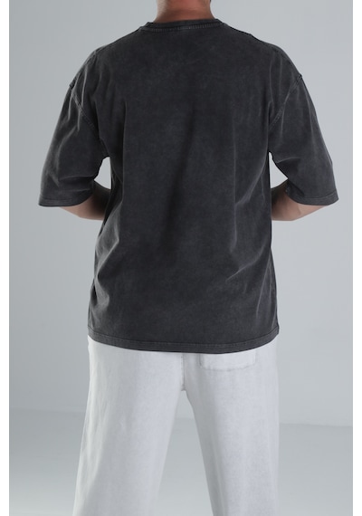 Cocopelli Yıkamalı Antrasit Oversize T-shirt Coc1304 Antrasit