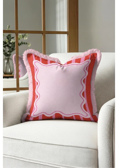 Retro Çizgili Şekerleme Saçaklı Yastık Kılıfı - Dalgalı Pop Art Modern Pembe Püsküllü Kırlent Kılıfı Derin Esinti Nektar Retro Çizgili Şekerleme Saçaklı Yastık Kılıfı - Dalgalı Pop Art Modern Pembe Püsküllü Kırlent Kılıfı Derin Esinti Nektar