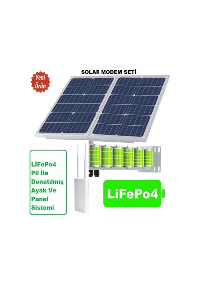 Sim Kartlı Güneş Enerjili Dış Modem Seti Lifepo4 Bataryalı
